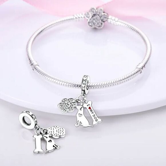 Love My Dog With Bone & Paw Charm - Picture 4 of 6
